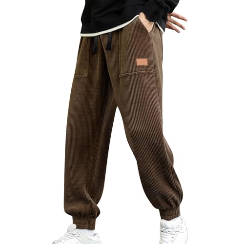 SOOUICKER Jogginghose Herren Cord Freizeithose Herren Winter mit Bündchen Cordhose Herren Baggy Cargo Jogginghose Herren Dicker Stoff Vintage Cargohose Herren mit Gummizug Freizeit von SOOUICKER