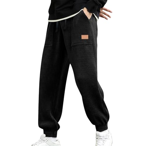 SOOUICKER Jogginghose Herren Cord Freizeithose Herren Winter mit Bündchen Cordhose Herren Baggy Cargo Jogginghose Herren Dicker Stoff Vintage Cargohose Herren mit Gummizug Freizeit von SOOUICKER