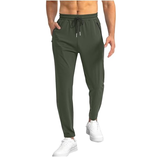 SOOUICKER Jogginghose Herren Lang Reißverschlusstaschen Trainingshose Herren Ohne Bündchen Gym Sporthose Herren Lang mit Taschen Fitness Freizeithose Herren Modern Jogginghose Locker von SOOUICKER