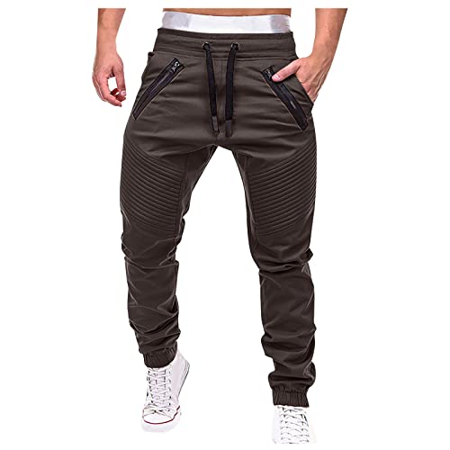 SOOUICKER Jogginghose Herren Reissverschluss Taschen Sporthose Herren Lang Cargo Cargohose Herren Jogger Trainingshose Herren Gym Freizeithose Herren Mit Bündchen Jogginghose Herren Modern von SOOUICKER