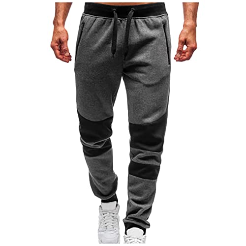 SOOUICKER Jogginghose Herren Reissverschluss Taschen Zweifarbig Trainingshose Herren Gym Freizeithose Herren Modern Jogginghose Herren Regular Fit Sporthose Herren Weit Lang von SOOUICKER