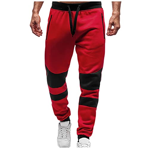 SOOUICKER Jogginghose Herren Reissverschluss Taschen Zweifarbig Trainingshose Herren Gym Freizeithose Herren Modern Jogginghose Herren Regular Fit Sporthose Herren Weit Lang von SOOUICKER