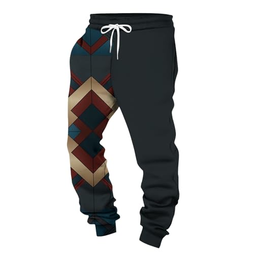 SOOUICKER Jogginghose Herren Vintage Muster Trainingshose Herren Bunt Freizeithose Herren mit Bündchen Aufdruck Baggy Jogginghose Herren Gym übergröße Sporthose Herren Lang mit Taschen von SOOUICKER