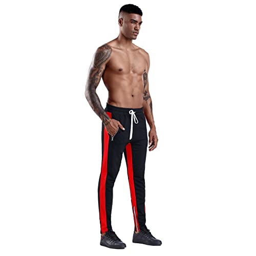 SOOUICKER Jogginghose Herren Zweifarbig 2 Farbig Trainingshose Herren Mit Reißverschluss Am Bein Sporthose Herren Reissverschluss Taschen Jogginghose Herren Slim Fit von SOOUICKER