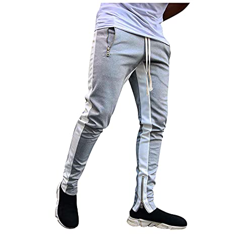 SOOUICKER Jogginghose Herren mit Streifen Trainingshose Herren mit Reißverschluss Am Bein Sporthose Herren Slim Fit Jogginghose Herren Reissverschluss Taschen Freizeithose Herren Modern von SOOUICKER