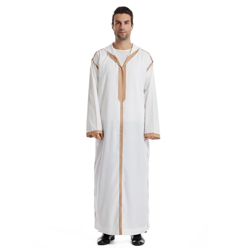 SOOUICKER Kaftan Herren mit Kapuze Langarm Seite Split Arabisch Robe Herren Lang Thobe Herren Dünner Stoff Sommer von SOOUICKER