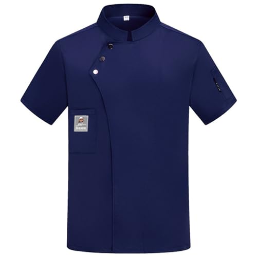 SOOUICKER Kochjacke Herren Kurzarm Kochhemd Kurzarm Regular Fit Hemd Herren Stehkragen Kurzarmhemd Sommer Kochkleidung Unisex Restaurant Küchenchef Uniform Hemd von SOOUICKER