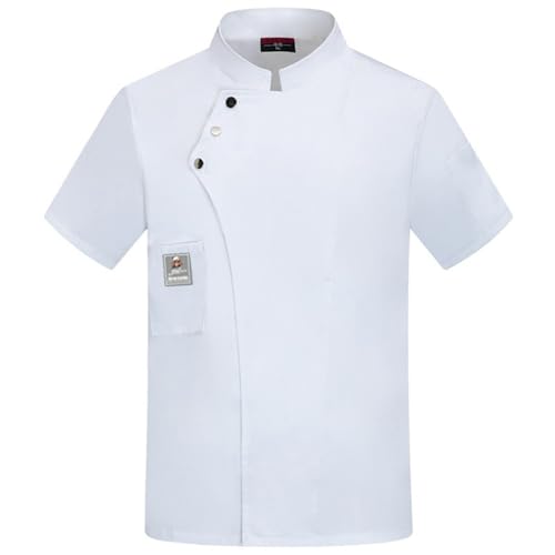 SOOUICKER Kochjacke Herren Kurzarm Kochhemd Kurzarm Regular Fit Hemd Herren Stehkragen Kurzarmhemd Sommer Kochkleidung Unisex Restaurant Küchenchef Uniform Hemd von SOOUICKER