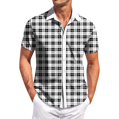 SOOUICKER Kurzarmhemd Herren Kariert Freizeit Sommerhemd Muster Comfort Fit Herrenhemd Kurzarm Casual Elegant Freizeithemd Sommer Karo Kariertes Hemd Herren Bunt von SOOUICKER