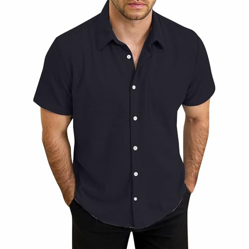 SOOUICKER Kurzarmhemd Herren Regular Fit Freizeithemden für Herren Sommer Hemd Herren Kurzarm Freizeit Sommerhemd Herren Leicht Hemd Herren mit Brusttasche Hemd Herren Casual von SOOUICKER