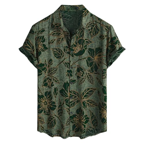 Kurzarmhemd Herren Vintage Hawaii Hemd Männer Blumen Sommerhemden Kurzarm Bunt Freizeithemd Muster Hemd Boho Urlaub Hippie Hawaiihemd Palmen Retro Strandhemd Sommer von SOOUICKER