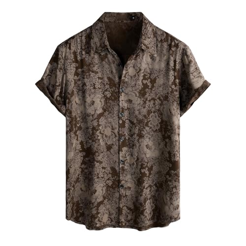 Kurzarmhemd Herren Vintage Hawaii Hemd Männer Blumen Sommerhemden Kurzarm Bunt Freizeithemd Muster Hemd Boho Urlaub Hippie Hawaiihemd Palmen Retro Strandhemd Sommer von SOOUICKER