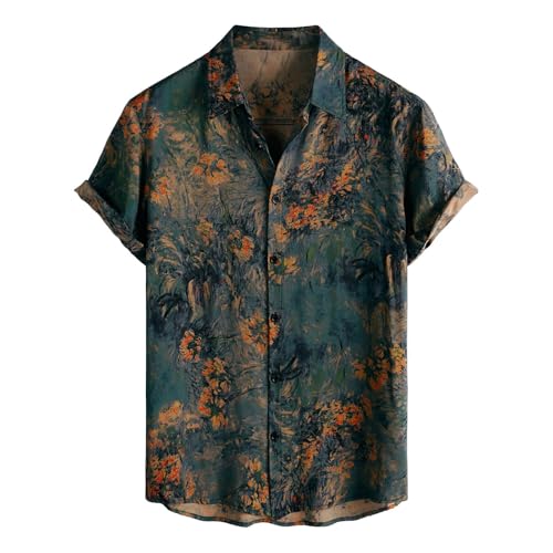 Kurzarmhemd Herren Vintage Hawaii Hemd Männer Blumen Sommerhemden Kurzarm Bunt Freizeithemd Muster Hemd Boho Urlaub Hippie Hawaiihemd Palmen Retro Strandhemd Sommer von SOOUICKER