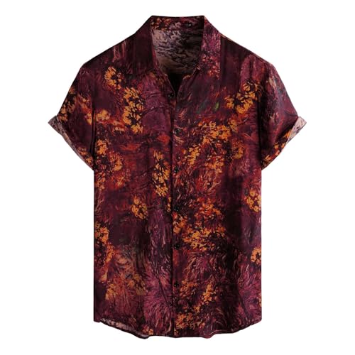 Kurzarmhemd Herren Vintage Hawaii Hemd Männer Blumen Sommerhemden Kurzarm Bunt Freizeithemd Muster Hemd Boho Urlaub Hippie Hawaiihemd Palmen Retro Strandhemd Sommer von SOOUICKER