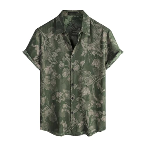 Kurzarmhemd Herren Vintage Hawaii Hemd Männer Blumen Sommerhemden Kurzarm Bunt Freizeithemd Muster Hemd Boho Urlaub Hippie Hawaiihemd Palmen Retro Strandhemd Sommer von SOOUICKER
