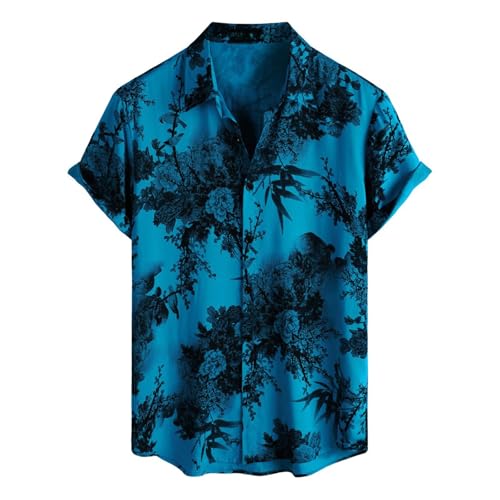SOOUICKER Kurzarmhemd Herren Vintage Hawaii Hemd Männer Blumen Sommerhemden Kurzarm Bunt Freizeithemd Muster Hemd Boho Urlaub Hippie Hawaiihemd Palmen Retro Strandhemd Sommer von SOOUICKER