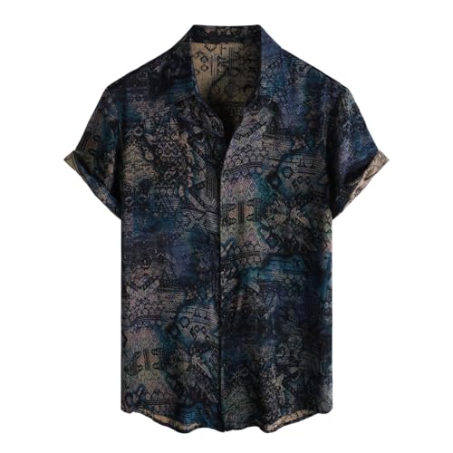 SOOUICKER Kurzarmhemd Herren Vintage Hawaii Hemd Männer Blumen Sommerhemden Kurzarm Bunt Freizeithemd Muster Hemd Boho Urlaub Hippie Hawaiihemd Palmen Retro Strandhemd Sommer von SOOUICKER