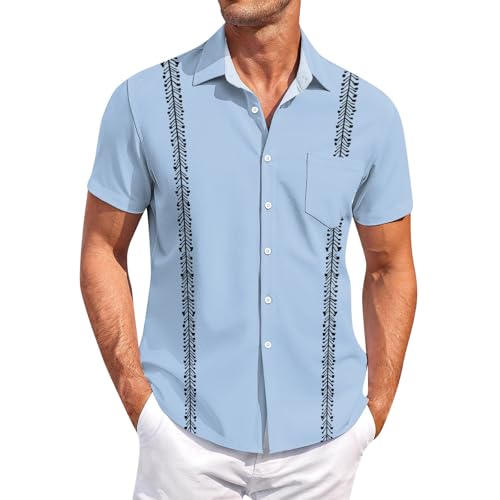 SOOUICKER Kurzarmhemd Herren Vintage Hemd Kurzarm Muster Elegant Freizeithemden Sommer Sommerhemd Bunt Modern Fit Herrenhemden Freizeit Print von SOOUICKER