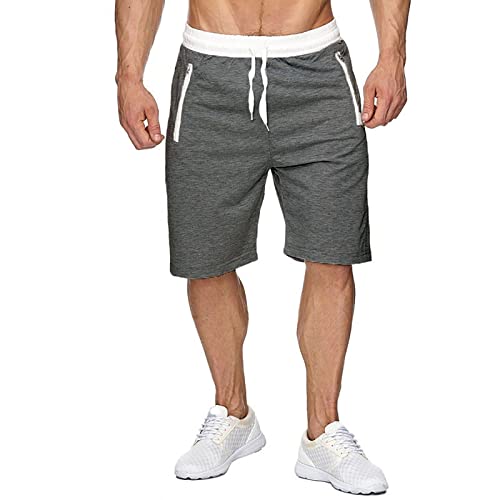 SOOUICKER Kurze Hose Herren Sommer Kurze Hosen Herren Sport Kurze Sporthose Herren mit Taschen Reißverschluss Sport Shorts Herren Knielang Kurze Hosen Herren Training Shorts Herren Sommer von SOOUICKER