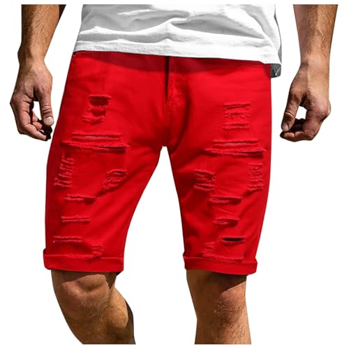 SOOUICKER Kurze Jeans Herren Stretch mit Löcher Kurze Hosen Herren Jeans Modern Ripped Bermuda Shorts Sommer Denim Freizeit Shorts Slim Fit Elegant von SOOUICKER