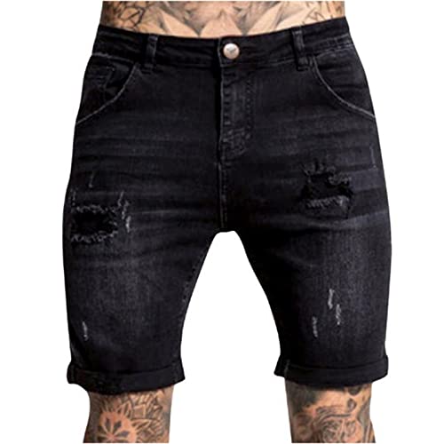 SOOUICKER Kurze Jeans Herren mit Löcher Jeans Shorts Herren Sommer Slim Kurze Hosen Herren Jeans Stretch Bermuda Shorts Herren Jeans Jeans Shorts Herren Ripped Zerissen Kurze Hosen Herren Denim von SOOUICKER