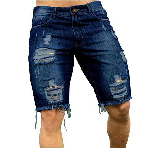 SOOUICKER Kurze Jeans Herren mit Löcher Jeans Shorts Herren Sommer Slim Kurze Hosen Herren Jeans Stretch Bermuda Shorts Herren Jeans Jeans Shorts Herren Ripped Zerissen Kurze Hosen Herren Denim von SOOUICKER