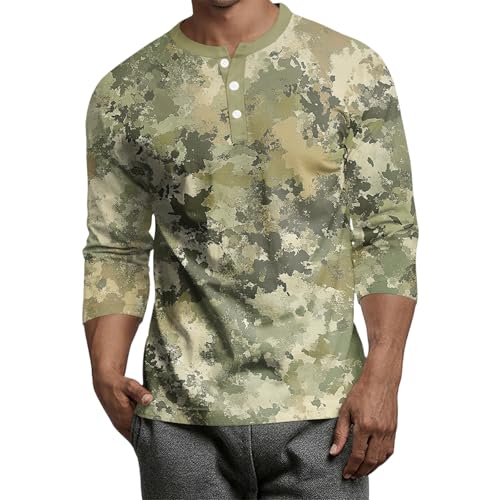 SOOUICKER Langarmshirt Herren 3/4 Arm Bunt Sport Tshirts Herren Camouflage Henley Shirt Langarm Vintage Slim Fit Poloshirt Ohne Kragen Muster Fitness Shirt Gym mit Aufdruck SOOUICKER Langarmshirt Herren 3/4 Arm Bunt Sport Tshirts Herren Camouflage Henley Shirt Langarm Vintage Slim Fit Poloshirt Ohne Kragen Muster Fitness Shirt Gym mit Aufdruck von SOOUICKER