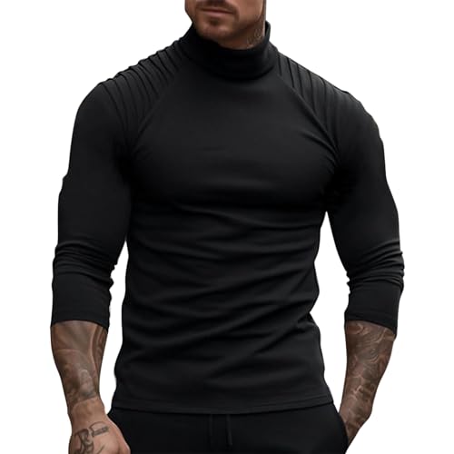 SOOUICKER Langarmshirt Herren Slim Fit Stehkragen Muskelshirts Herren Langarm Sport Tshirts Herren Langarm Fitness Shirt Herren Gym Funktionsshirt Herren Gym Langarmshirt Herren Sport von SOOUICKER