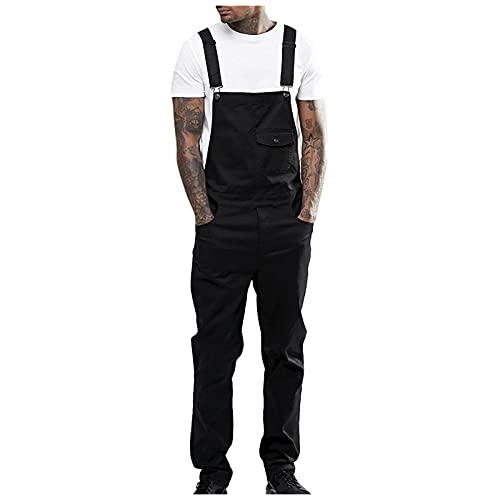 SOOUICKER Latzhose Herren Jeans Schwarz Overall Herren Jeans Latzhose Herren Freizeit Fashion Arbeitshose Latzhose Herren Denim Latzhose Herren Jeans 90er Freizeithose Latzhose Herren Modern Modisch von SOOUICKER