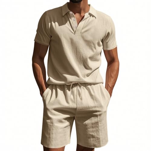 SOOUICKER Leinen Anzug Herren Sommer Leicht Kurz Sommerhemd Herren Set Leinenhemd Oversize Kurzarmhemd Strand Zweiteiler Leinen Freizeitanzug SOOUICKER Leinen Anzug Herren Sommer Leicht Kurz Sommerhemd Herren Set Leinenhemd Oversize Kurzarmhemd Strand Zweiteiler Leinen Freizeitanzug von SOOUICKER