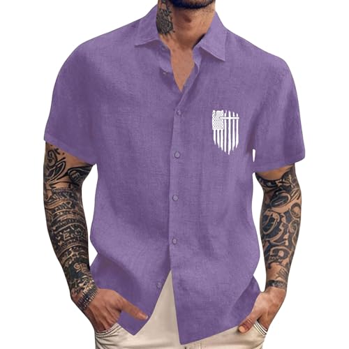 SOOUICKER Leinenhemd Herren Kurzarm Muster Freizeithemden Leinen Independence Day Hemd Kurzarmhemd Oversized Vintage Sommerhemd Leicht Print Strandhemd Sommer SOOUICKER Leinenhemd Herren Kurzarm Muster Freizeithemden Leinen Independence Day Hemd Kurzarmhemd Oversized Vintage Sommerhemd Leicht Print Strandhemd Sommer von SOOUICKER