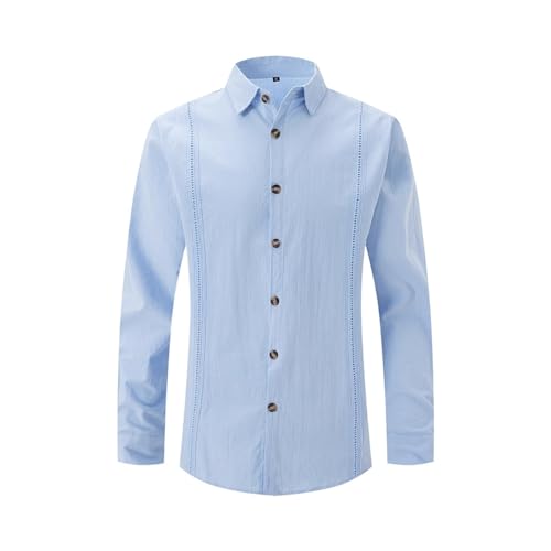 SOOUICKER Leinenhemd Herren Sommer Freizeithemden für Herren Langarm Sommerhemd Herren Leinen Leinenhemd Herren Große Größen Hemd Herren Freizeit Elegant von SOOUICKER
