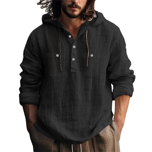 SOOUICKER Leinenhemd Herren Sommer mit Kapuze Hemd Vintage Urlaub Freizeithemden für Herren Leinen Herrenhemden Leicht Langarmhemd Freizeit Sommerhemd Oversize SOOUICKER Leinenhemd Herren Sommer mit Kapuze Hemd Vintage Urlaub Freizeithemden für Herren Leinen Herrenhemden Leicht Langarmhemd Freizeit Sommerhemd Oversize von SOOUICKER