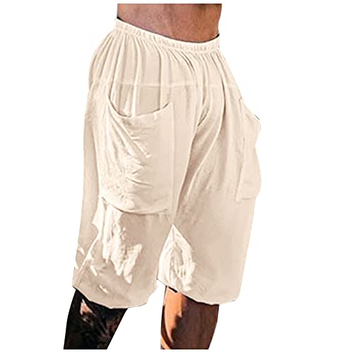 SOOUICKER Leinenhose Herren 3/4 Kurze Hosen Herren Oversize Shorts Herren Grosse Grössen Kurze Hosen Herren Leicht Shorts Herren Gummizug Kurze Hosen Herren Weit Shorts Herren Freizeit Leinen von SOOUICKER