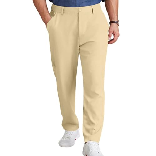 SOOUICKER Leinenhose Herren Chino Anzughose Herren Leinen Chino Hose Herren Sommer Loose Fit Stoffhose Herren Elegant Freizeithose Herren Chino Leinenhose Herren Anzug Business Casual von SOOUICKER