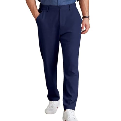 SOOUICKER Leinenhose Herren Chino Anzughose Herren Leinen Chino Hose Herren Sommer Loose Fit Stoffhose Herren Elegant Freizeithose Herren Chino Leinenhose Herren Anzug Business Casual von SOOUICKER