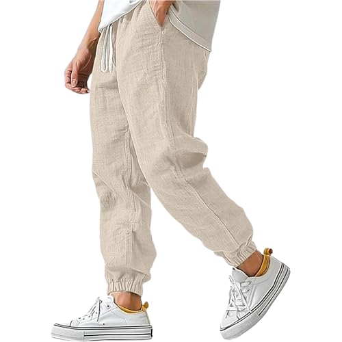 SOOUICKER Leinenhose Herren Jogger Loose Fit Freizeithose Sommer Leicht Jogginghose Leinen mit Bündchen Leichte Sommerhose Lang Baggy Stoffhose mit Gummizug SOOUICKER Leinenhose Herren Jogger Loose Fit Freizeithose Sommer Leicht Jogginghose Leinen mit Bündchen Leichte Sommerhose Lang Baggy Stoffhose mit Gummizug von SOOUICKER