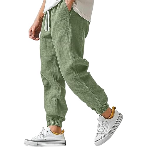SOOUICKER Leinenhose Herren Jogger Loose Fit Freizeithose Sommer Leicht Jogginghose Leinen mit Bündchen Leichte Sommerhose Lang Baggy Stoffhose mit Gummizug SOOUICKER Leinenhose Herren Jogger Loose Fit Freizeithose Sommer Leicht Jogginghose Leinen mit Bündchen Leichte Sommerhose Lang Baggy Stoffhose mit Gummizug von SOOUICKER