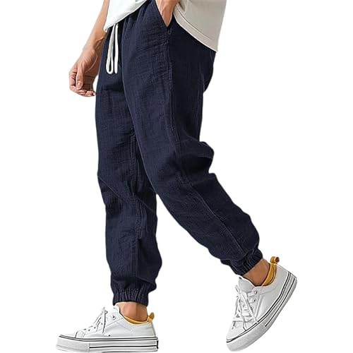SOOUICKER Leinenhose Herren Jogger Loose Fit Freizeithose Sommer Leicht Jogginghose Leinen mit Bündchen Leichte Sommerhose Lang Baggy Stoffhose mit Gummizug SOOUICKER Leinenhose Herren Jogger Loose Fit Freizeithose Sommer Leicht Jogginghose Leinen mit Bündchen Leichte Sommerhose Lang Baggy Stoffhose mit Gummizug von SOOUICKER
