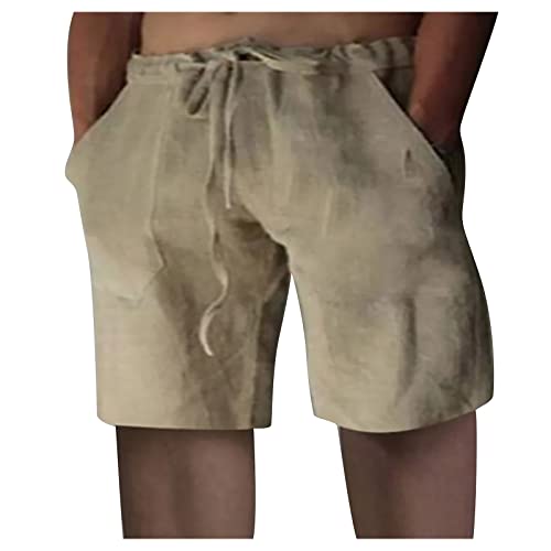 SOOUICKER Leinenhose Herren Kurz Kurze Hosen Herren Leinen Shorts Herren Sommer Leinen Kurze Hosen Herren Freizeit Yogahose Herren Kurz Shorts Herren Dünn Kurze Sporthose Herren Leicht von SOOUICKER