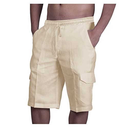 SOOUICKER Leinenhose Herren Kurz Kurze Hosen Herren Sommer Bermuda Shorts Herren Leinen Leichte Sommerhose Herren Kurz Leinen Shorts Herren Elegant Yogahose Herren Kurz Freizeit Strand von SOOUICKER