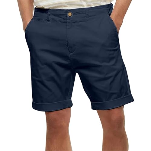 SOOUICKER Leinenhose Herren Kurz Sommer Leinen Shorts Elegant Kurze Hosen Stoff Weit Leichte Sommerhose Herren Kurz Bermuda Shorts Strand von SOOUICKER