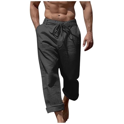 SOOUICKER Leinenhose Herren Lang Baggy Sommerhose Leicht Strand Freizeithose Leinen Weites Bein Stoffhose Sommer mit Gummizug Jogginghose Leinen Locker Yoga SOOUICKER Leinenhose Herren Lang Baggy Sommerhose Leicht Strand Freizeithose Leinen Weites Bein Stoffhose Sommer mit Gummizug Jogginghose Leinen Locker Yoga von SOOUICKER