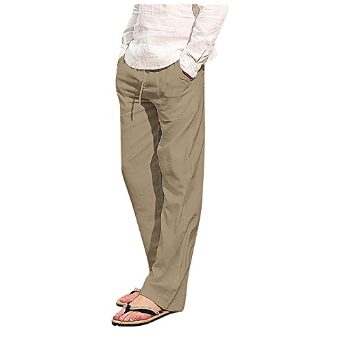 SOOUICKER Leinenhose Herren Lang Leichte Sommerhose Herren Leinen Strandhose Yogahose Herren Lang Freizeithose Herren Lang Und Leicht Jogginghose Herren Leinen Leinenhose Herren Sommer von SOOUICKER