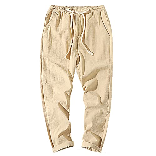 SOOUICKER Leinenhose Herren Lang Sommer Leichte Sommerhose Herren mit Gummibund Jogginghose Herren Leinen Zu Hause Freizeithose Herren mit Gummizug Leinenhose Herren Jogging Casual von SOOUICKER