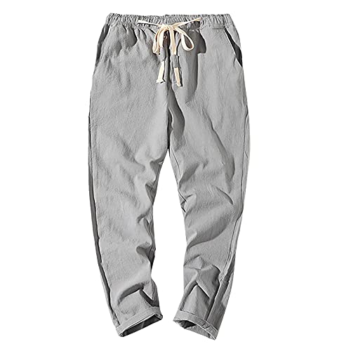 SOOUICKER Leinenhose Herren Lang Sommer Leichte Sommerhose Herren mit Gummibund Jogginghose Herren Leinen Zu Hause Freizeithose Herren mit Gummizug Leinenhose Herren Jogging Casual von SOOUICKER