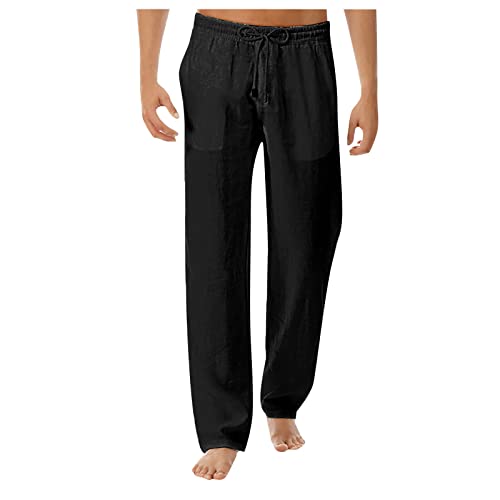 SOOUICKER Leinenhose Herren Lang Sommer Sommerhose Herren Leinen Freizeithose Herren Lang Und Leicht Jogginghose Herren Dünn Ohne Bündchen Leinenhose Herren Weit Leinenhose Herren Regular Fit von SOOUICKER