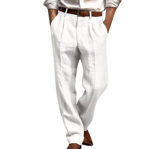 SOOUICKER Leinenhose Herren Lang Sommer Sommerhose Herren Weit Leinenhose Herren Elegant Jogginghose Herren Leinen Relaxed Fit Freizeithose Herren Leicht Leinenhose Herren Anzug Loose Fit von SOOUICKER