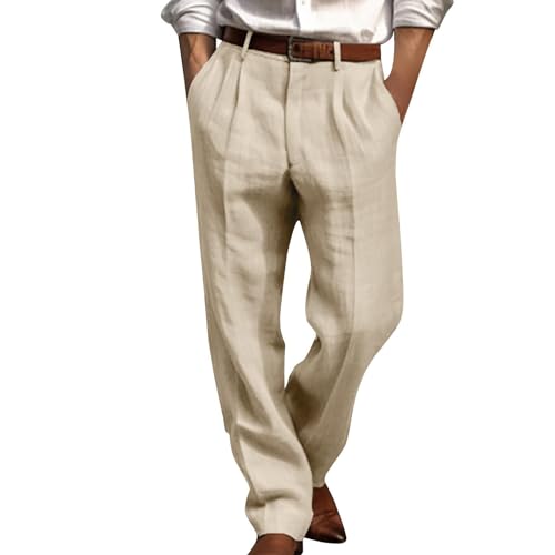 SOOUICKER Leinenhose Herren Lang Sommer Sommerhose Herren Weit Leinenhose Herren Elegant Jogginghose Herren Leinen Relaxed Fit Freizeithose Herren Leicht Leinenhose Herren Anzug Loose Fit von SOOUICKER