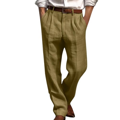 SOOUICKER Leinenhose Herren Lang Sommer Sommerhose Herren Weit Leinenhose Herren Elegant Jogginghose Herren Leinen Relaxed Fit Freizeithose Herren Leicht Leinenhose Herren Anzug Loose Fit von SOOUICKER